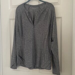 Athleta 1/4 zip Heathered Gray Performance Top